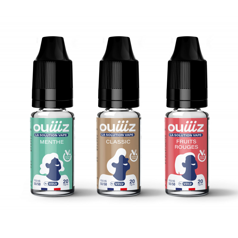 E-liquides inclus dans le kit de démarrage OUIIIZ moins de 15 cigarettes/jour