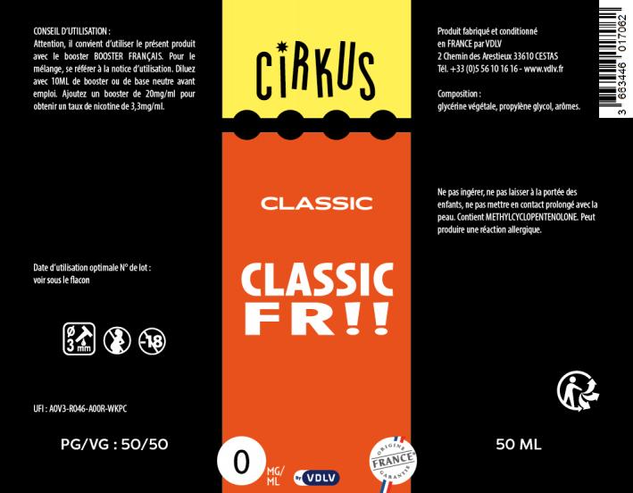 E-liquide PAB Cirkus - Classic FR (50ml) - VDLV E-liquide PAB Cirkus - Classic FR (50ml) - VDLV