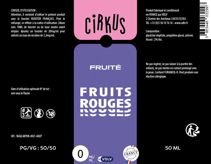 E-liquide PAB Cirkus - Fruits Rouges (50ml) - VDLV