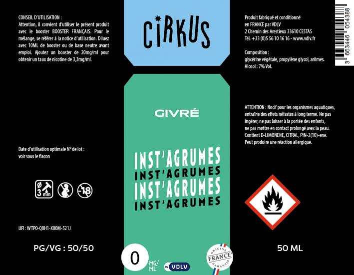 E-liquide PAB Cirkus - Inst'Agrumes (50ml) - VDLV