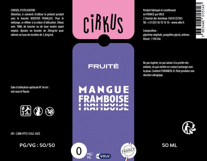 E-liquide PAB Cirkus - Mangue Framboise (50ml) - VDLV