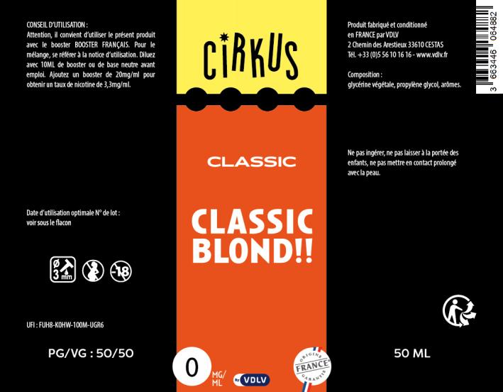 E-liquide PAB Cirkus - Classic Blond (50ml)
